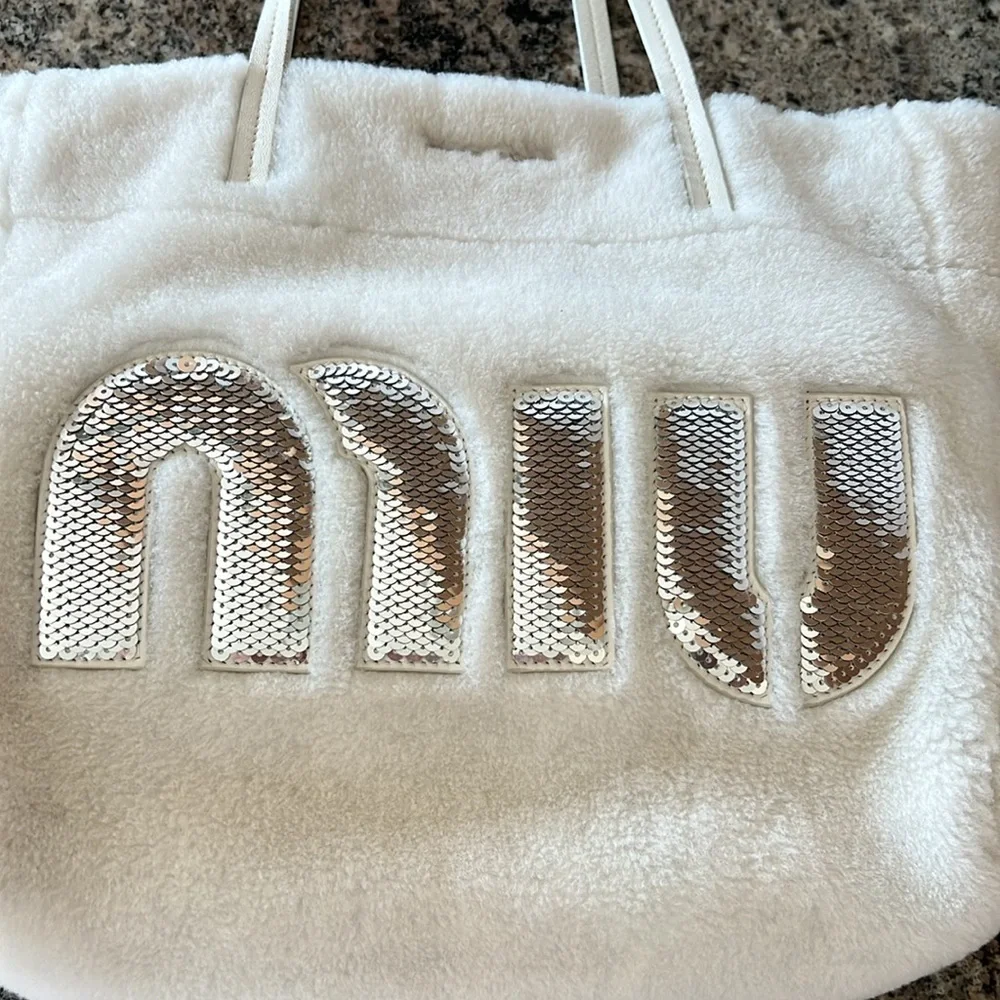 Miu Miu Wool Fur Seqiun Logo Bag